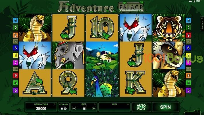 Rules of the online slot machine Adventure Palace