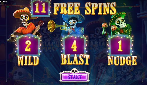 Esqueleto Mariachi bonus features: Wilds, nudges and blasts that guarantee wins!