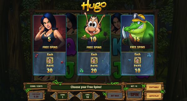 Tabla de pagos del juego Hugo: Símbolos y su significado