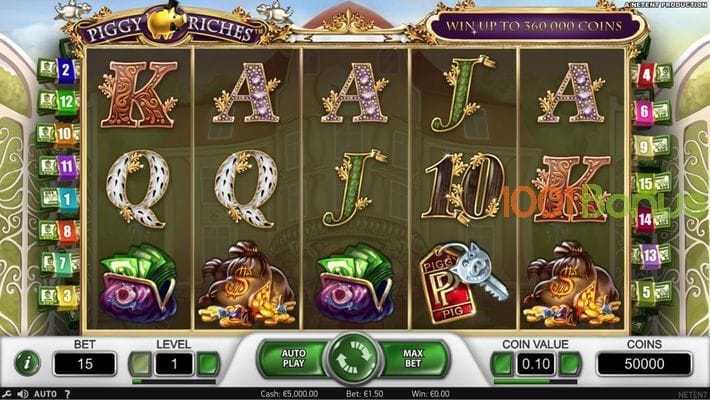 Play on the online slot machine Piggy Riches now!