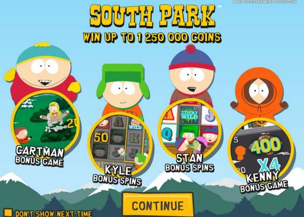 South Park slot bonus features: All 4 character rounds and mini games